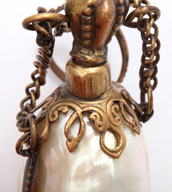 Women's Brass and Hollow Pearl Perfume Bottle Pendant