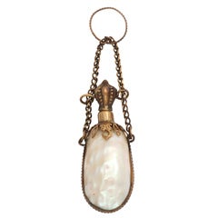 Antique Brass and Hollow Pearl Perfume Bottle Pendant