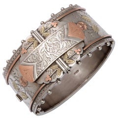 Prächtiges viktorianisches Silber Manschettenknopf-Armband
