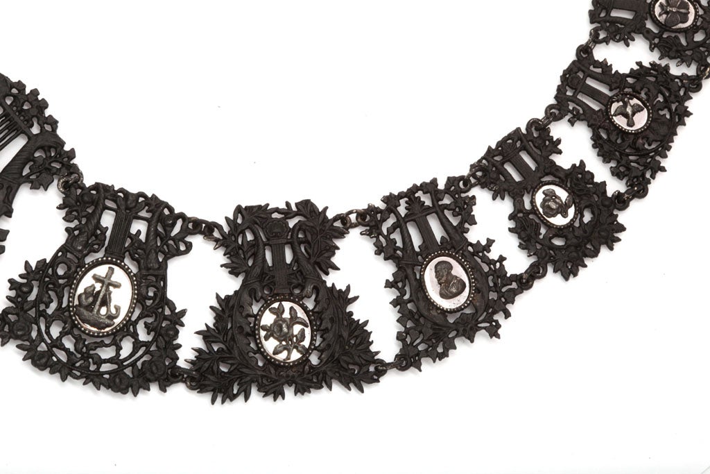 Napoleon III Antique Georgian Berlin Iron Musical Motif Necklace