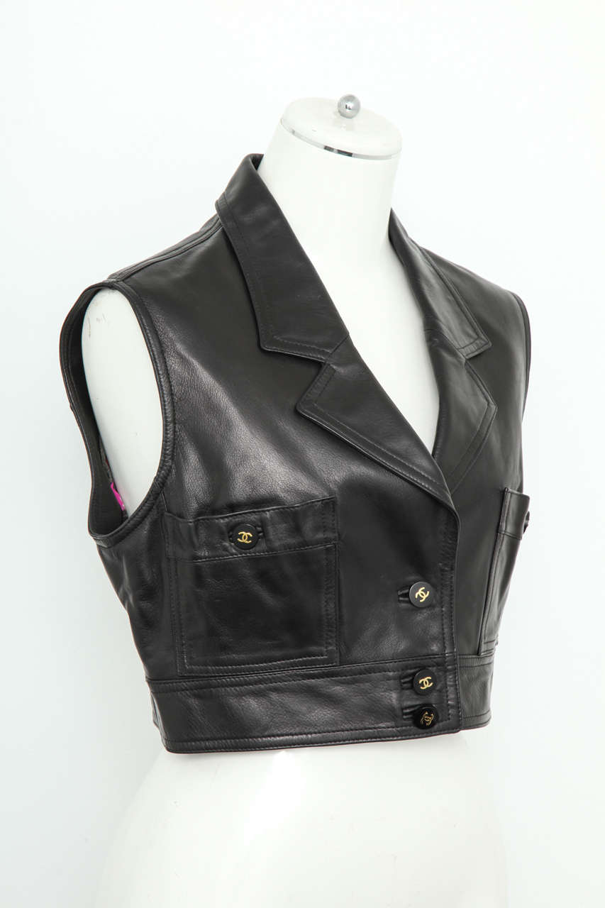 leather cropped vest