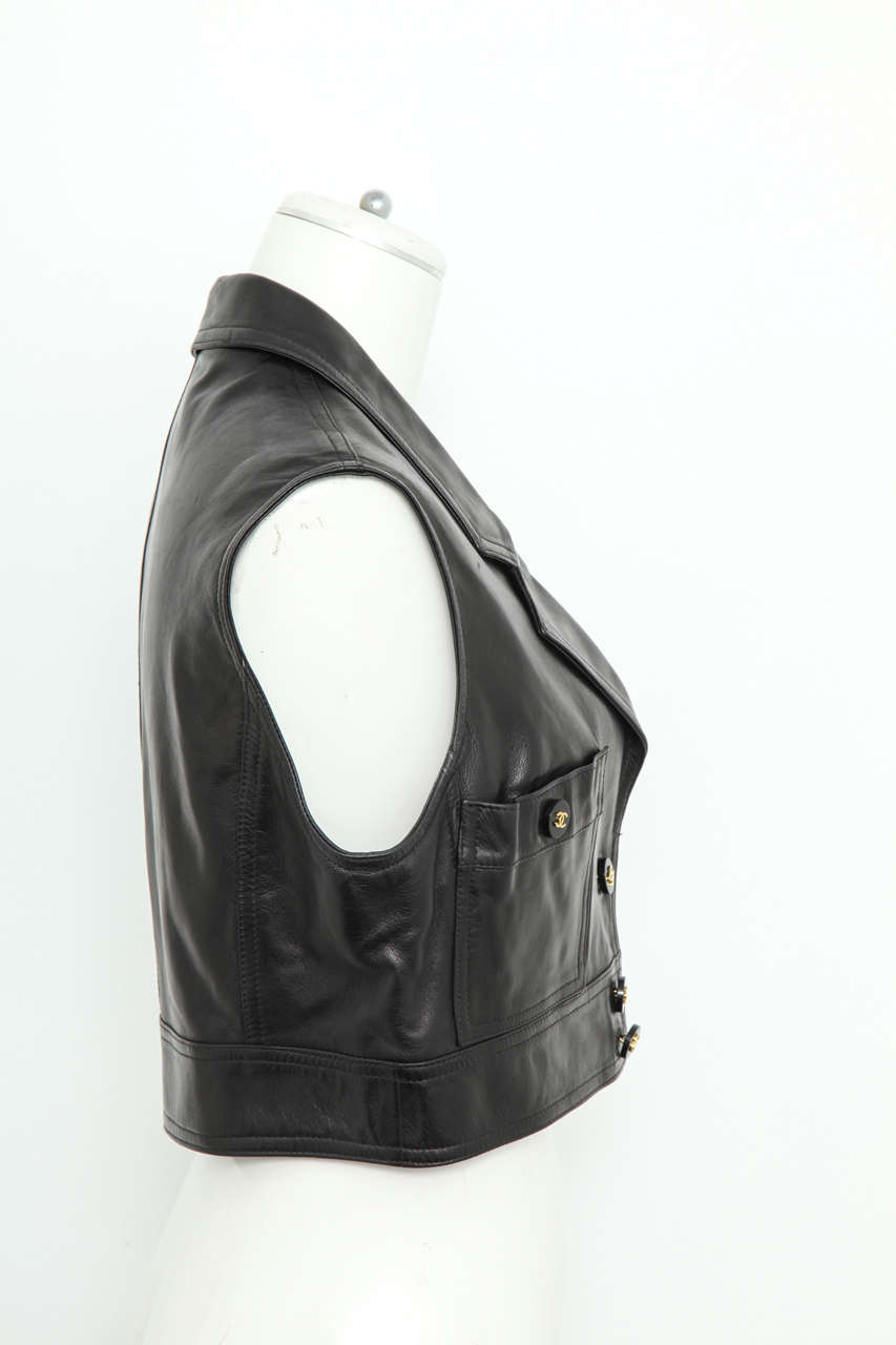 cropped leather vest