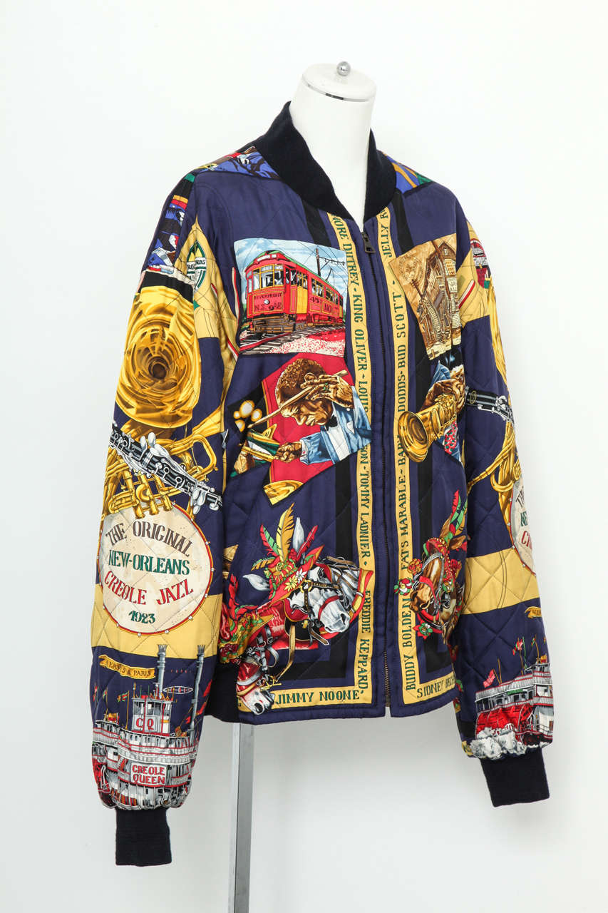 Hermes Men's Jazz Print Reversible Bomber Jacket 46 at 1stDibs hermes