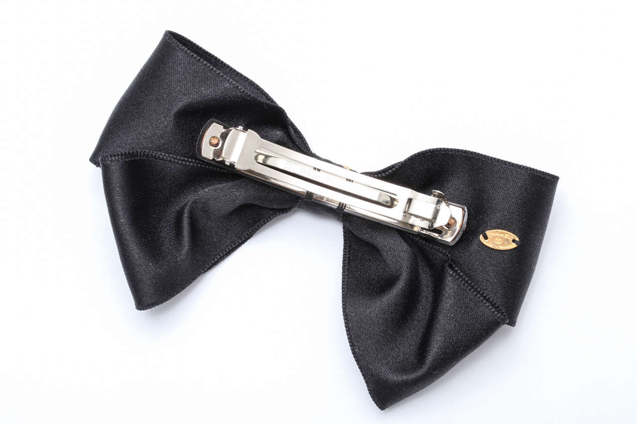 Chanel Black Satin Bow Hair Clip at 1stDibs chanel hair bow, chanel