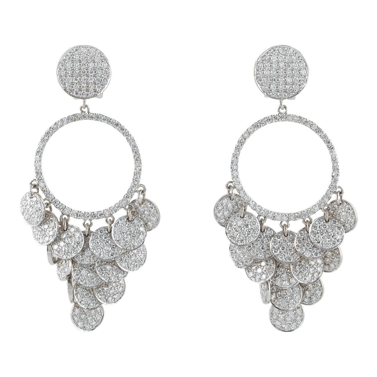 Pave Diamond Chandelier Earrings For Sale