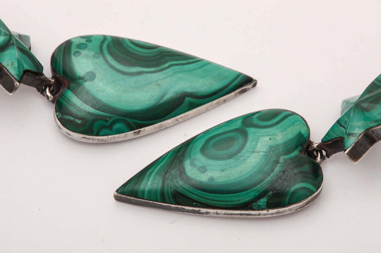 Love is Green: Rare Victorian Malachite Earrings In Excellent Condition In Stamford, CT