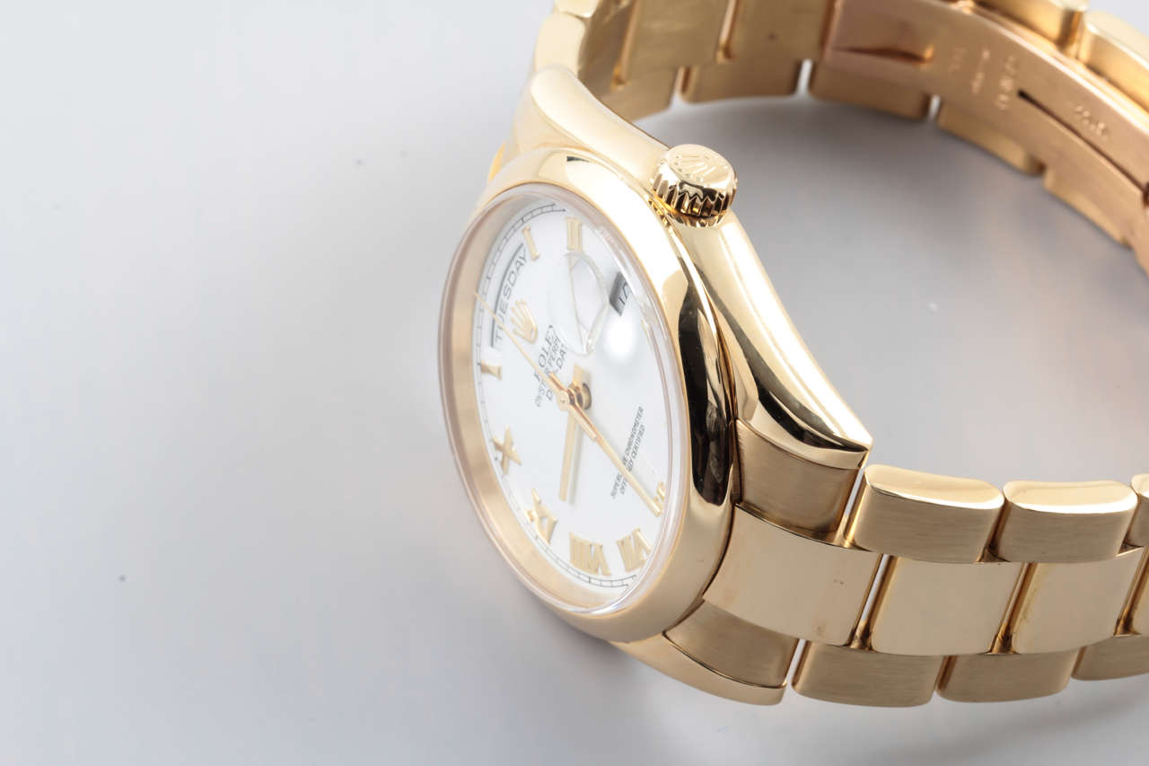 Rolex Yellow Gold Day-Date Wristwatch circa 2001 For Sale 2