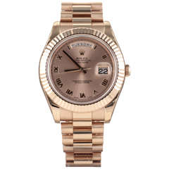 Rolex Rose Gold Day-Date II Wristwatch circa 2000s