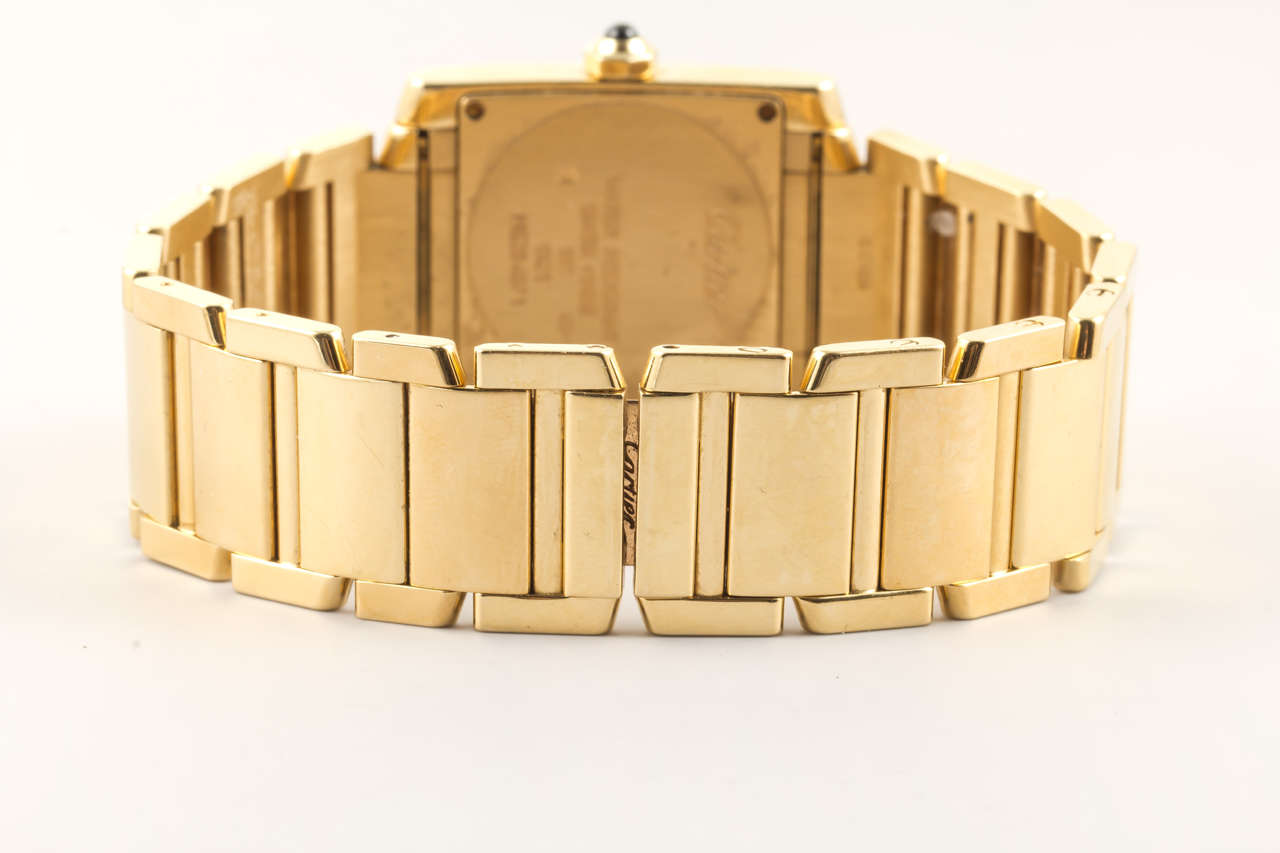 Cartier Lady's Yellow Gold Tank Francaise Wristwatch with Bracelet For Sale 1