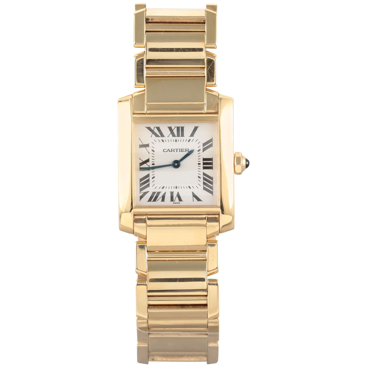 Cartier Lady's Yellow Gold Tank Francaise Wristwatch with Bracelet For Sale