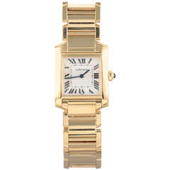 Cartier Lady's Yellow Gold Tank Francaise Wristwatch with Bracelet