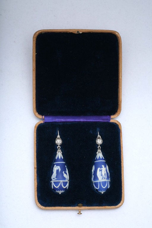 Rare Wedgewood Porcelain Earrings For Sale 3