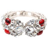 Schiaparelli Faux Diamond And Ruby Clamper Bracelet