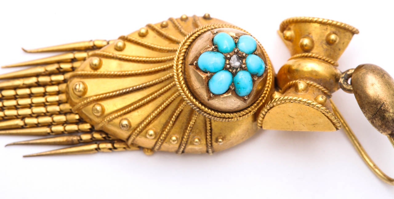 High Victorian Turquoise Gold Earrings  3