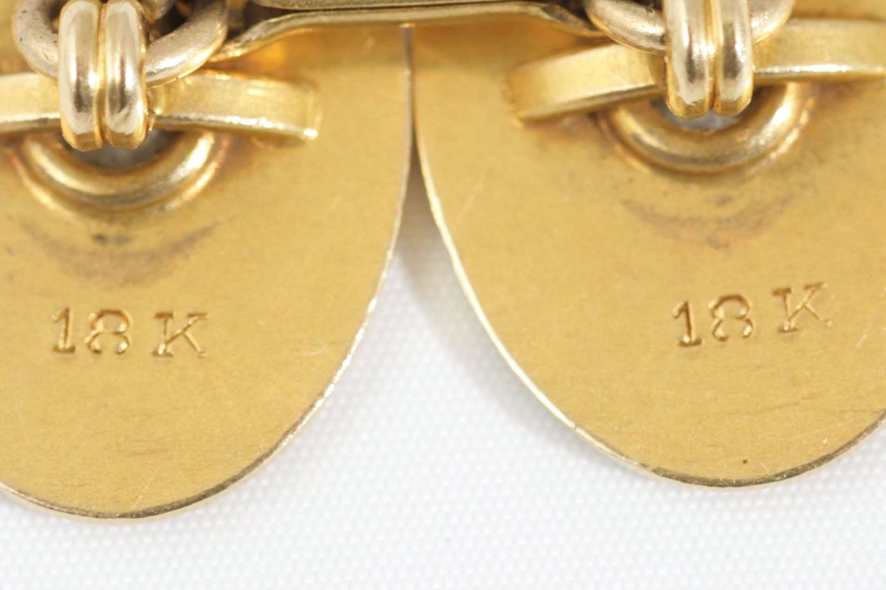 Tiffany & Co. Diamond Gold Oval Cufflinks In Excellent Condition For Sale In London, GB