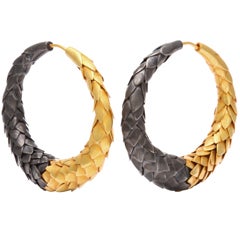 Two Tone Silver Gold Wreath Earrings