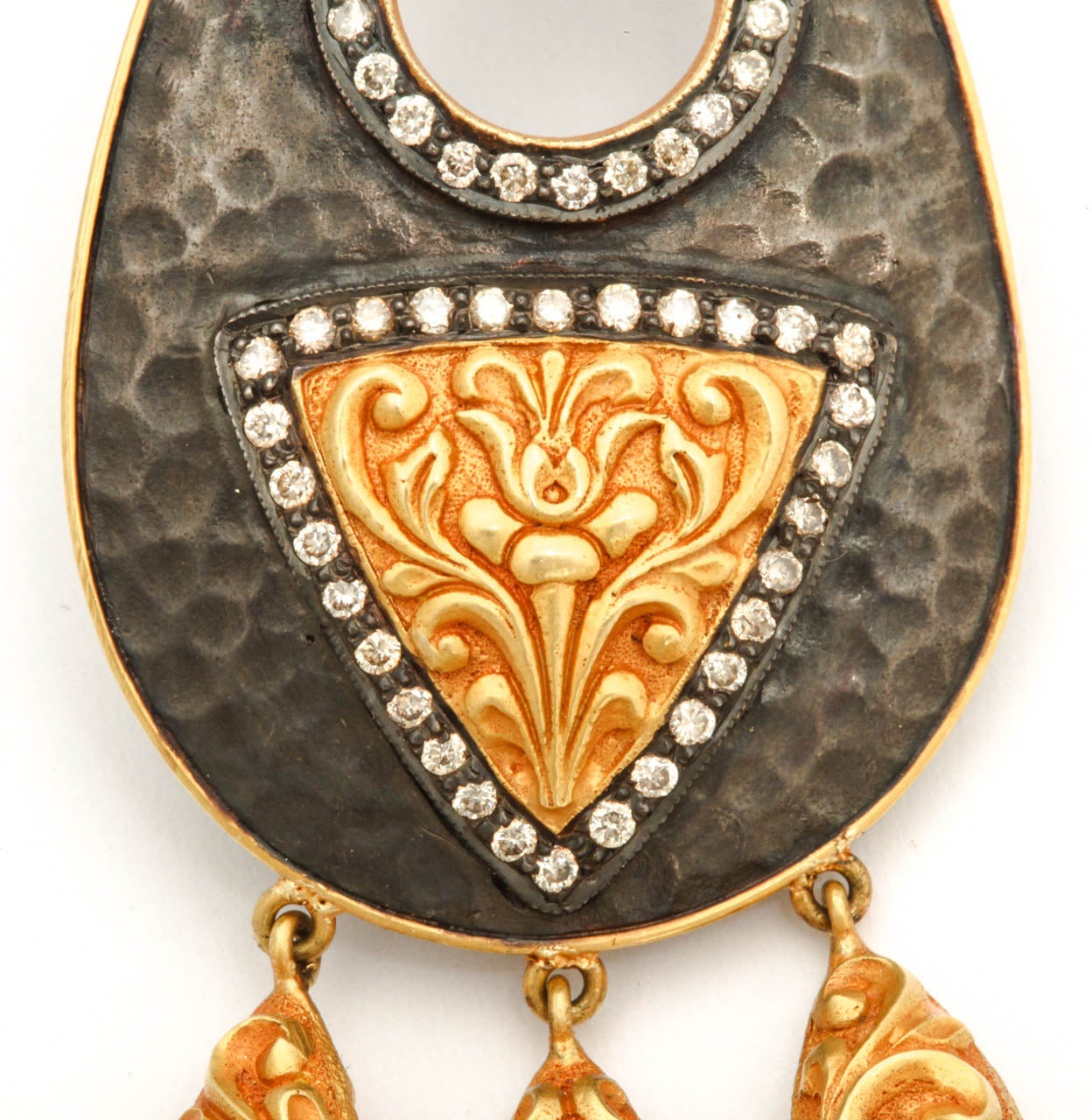 Women's Diamond Silver Gold Chime Shield Earrings