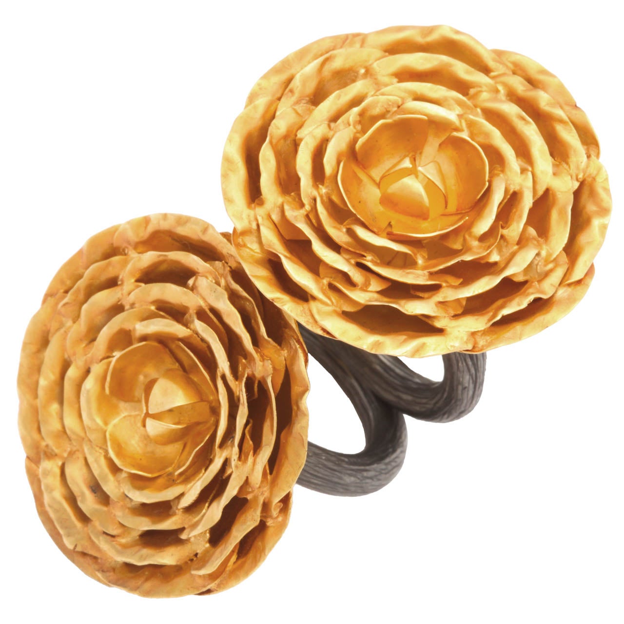 Gold Peonies Rings For Sale