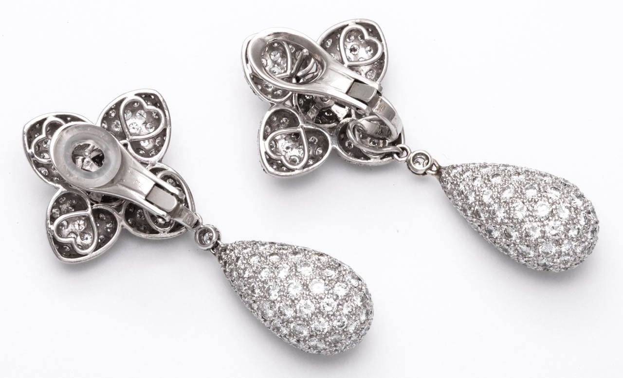 16ct Diamond Gold Flower Dangle Day Night Earrings For Sale 1