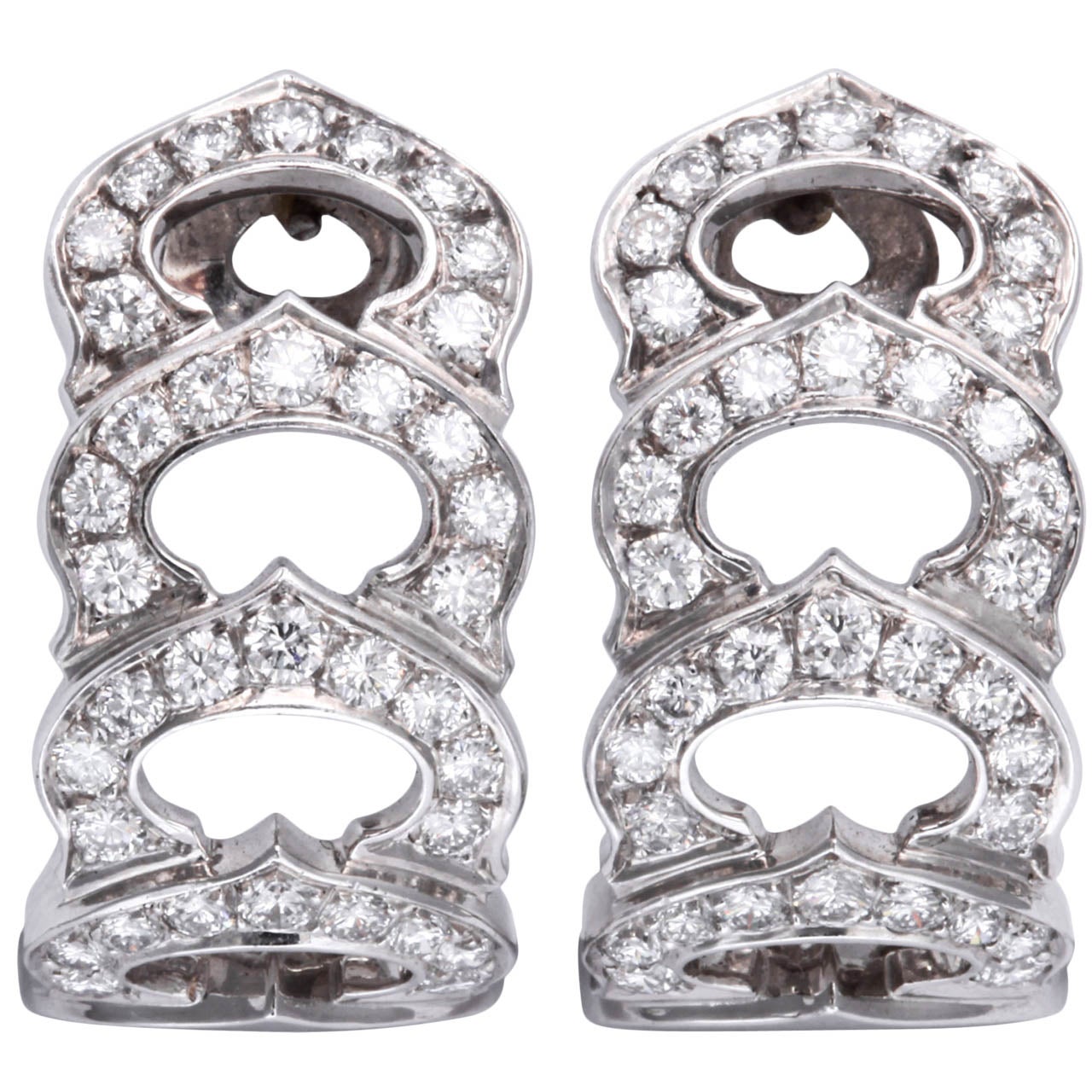 Cartier C De Collection Diamond Gold Hoop Earrings For Sale