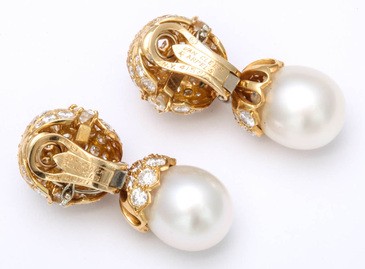 Women's Van Cleef & Arpels Diamond Cultured Pearl Earrings