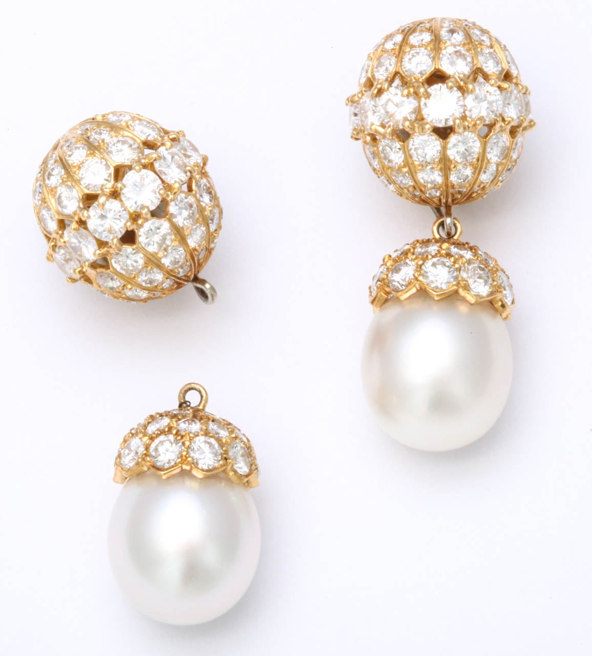 Van Cleef & Arpels Diamond Cultured Pearl Earrings 2