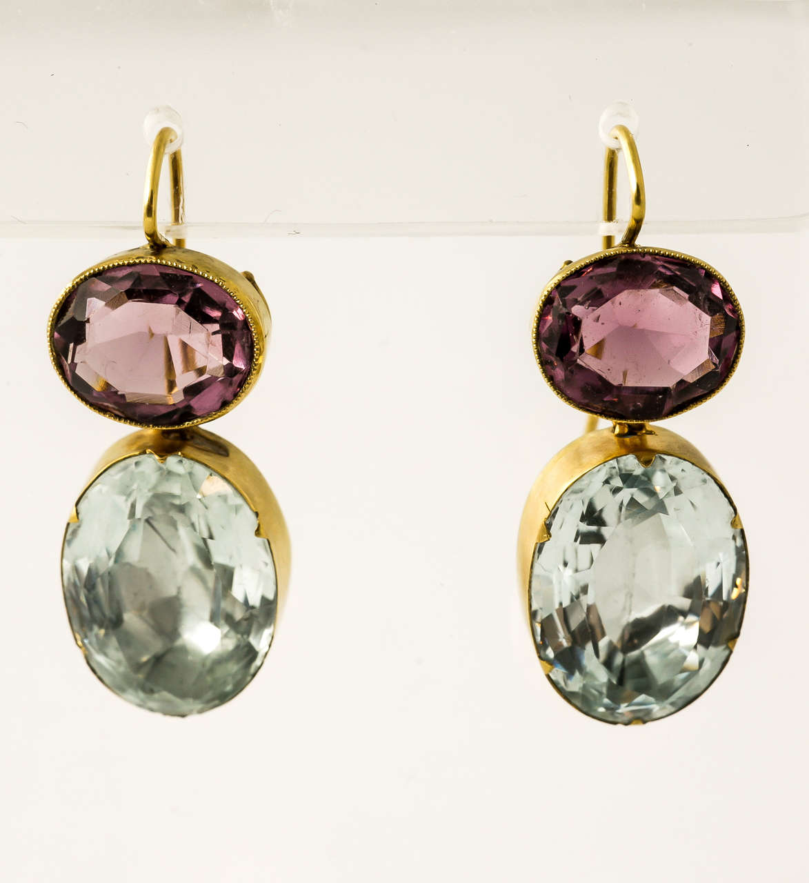 Women's Regency Amethyst Aquamarine Gold Earrings