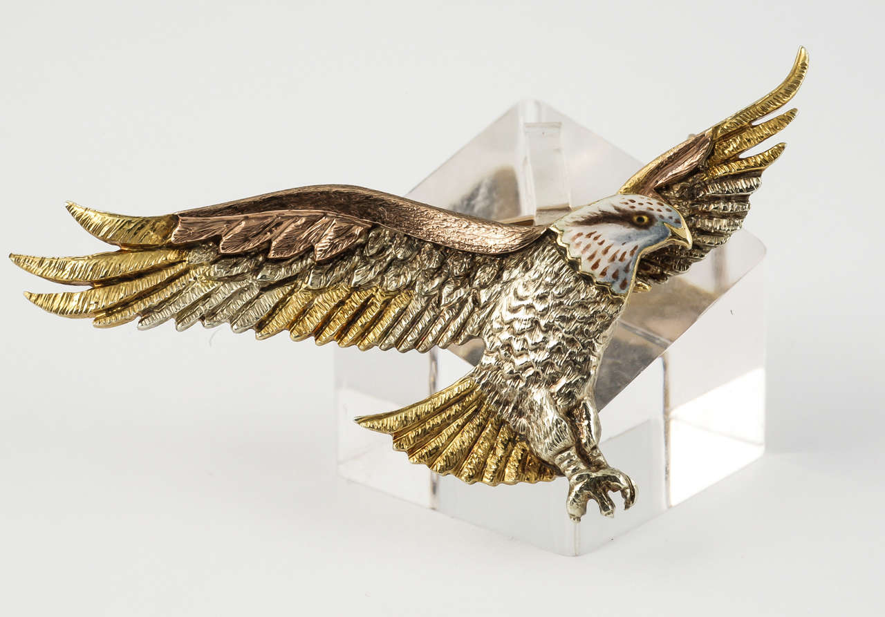 Women's Gold Eagle Brooch For Sale