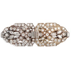 Art Deco Platinum Diamond Double Clip Brooch Combination