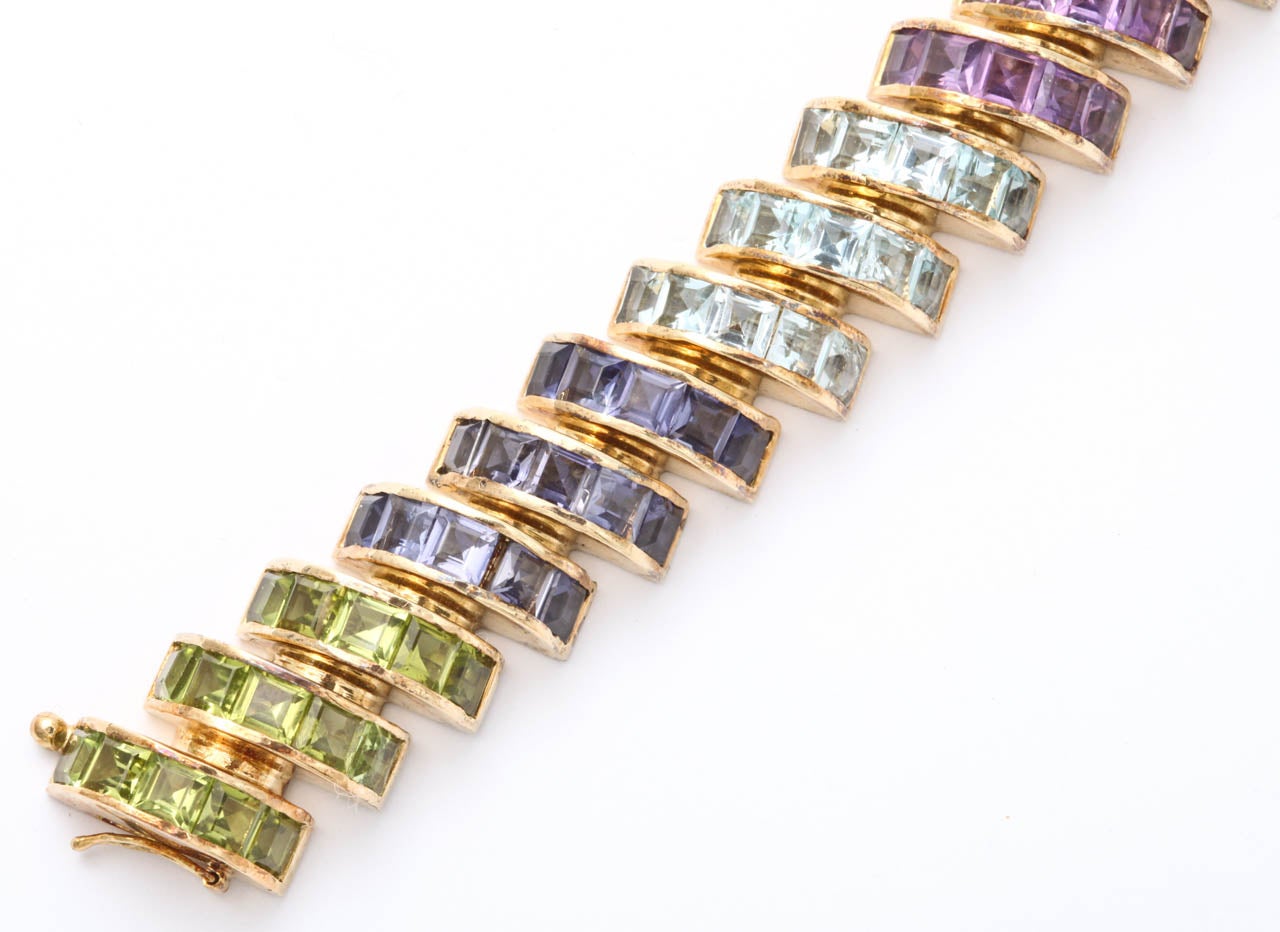 Unusual Multicolored Colored Stone Bracelet In New Condition In New York, NY