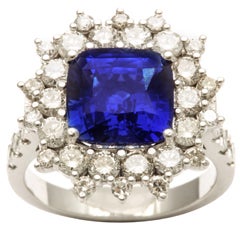 Cushion Cut Sapphire Diamond Ring
