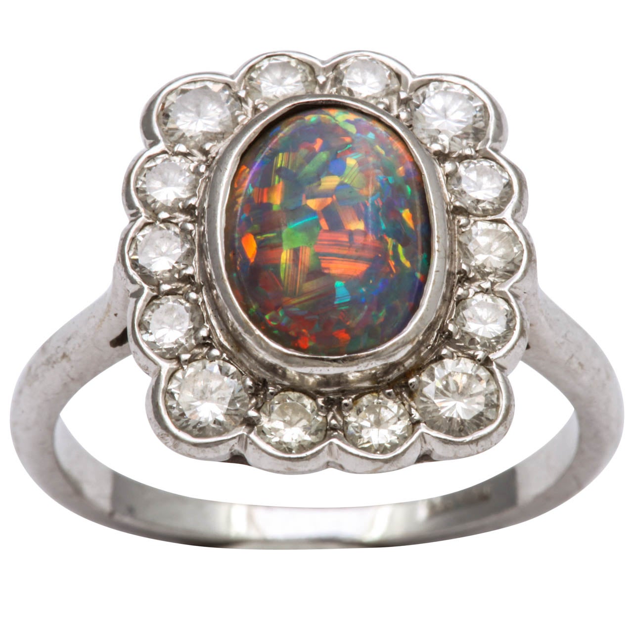 Black Opal and Diamond Ring at 1stDibs black opal engagement ring