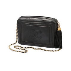 VINTAGE CHANEL BLACK BAG WITH TASSEL