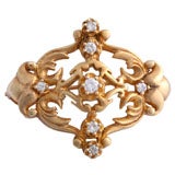 Art Nouveau 14K Gold and Diamond Brooch