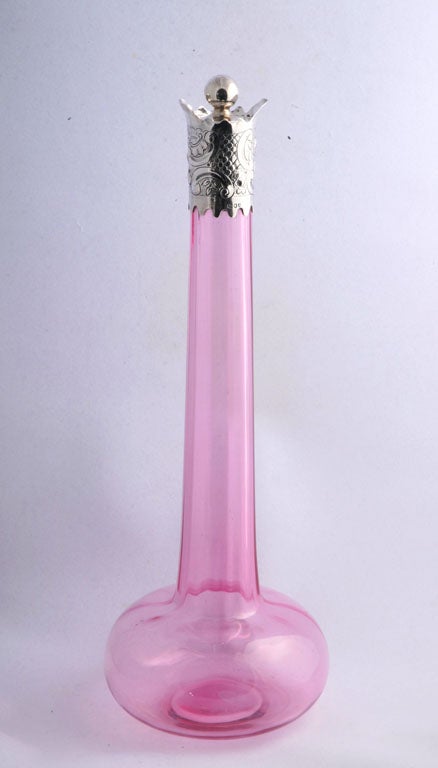 Victorian Sterling Silver-Mounted Cranberry Glass Decanter