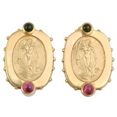 Etruscan Revival Gold Clip Earrings