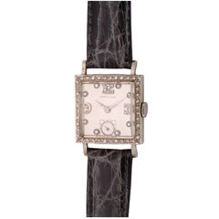 HAMILTON 1940s White Gold and Diamond Mens Wrist Watch