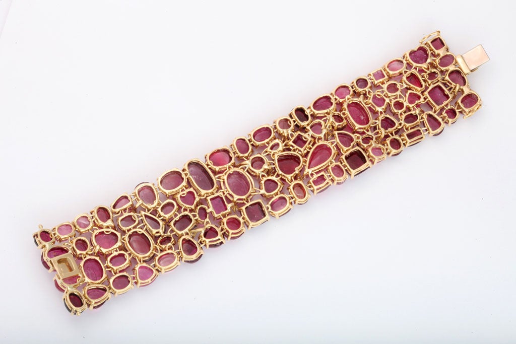 Pink Tourmaline Diamond and Gold Bracelet 2