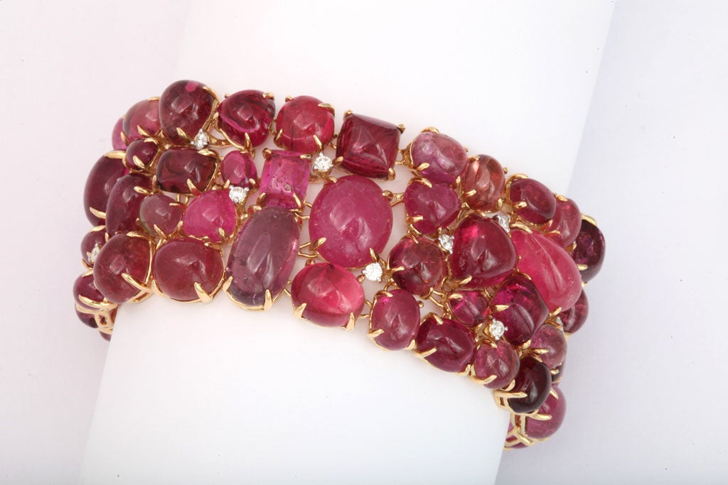 Pink Tourmaline Diamond and Gold Bracelet 3