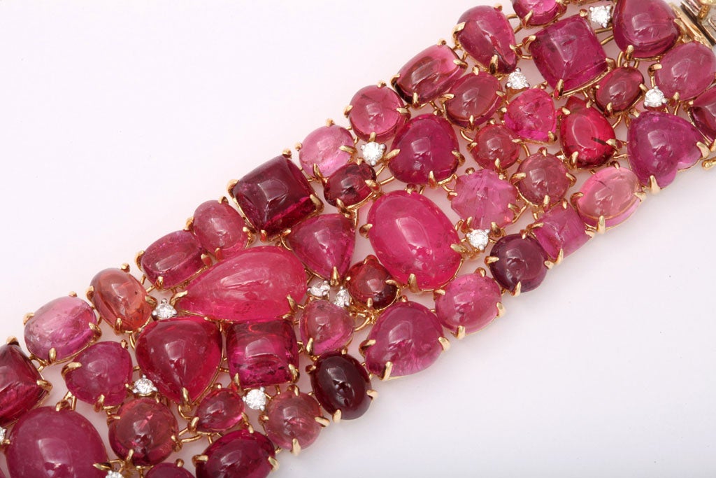 Tatiana M Designs - Nina 2mm Gold & Gem Bracelet - Pink Tourmaline