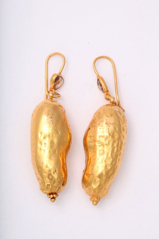 Contemporary Diamond Gold Peanut Earrings