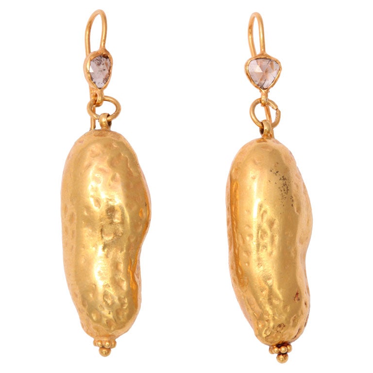 Diamond Gold Peanut Earrings For Sale at 1stdibs