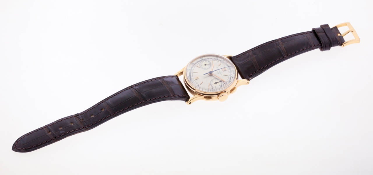Patek Philippe Rose Gold Chronograph Wristwatch Ref 130
