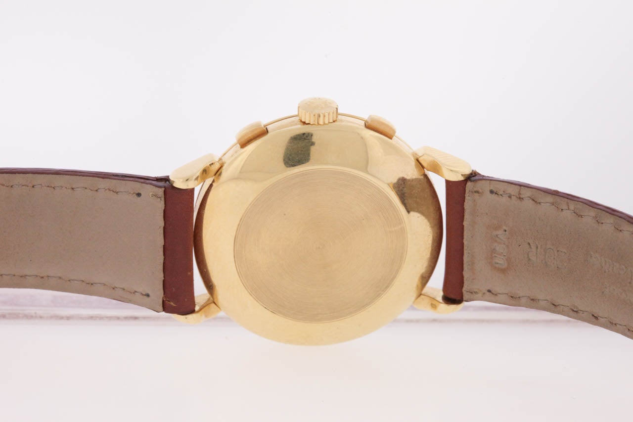 Men's Patek Philippe Yellow Gold Oversized Chronograph Wristwatch with Unusual Lugs Ref 1579