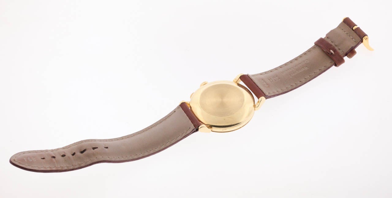 Patek Philippe Yellow Gold Oversized Chronograph Wristwatch with Unusual Lugs Ref 1579 1