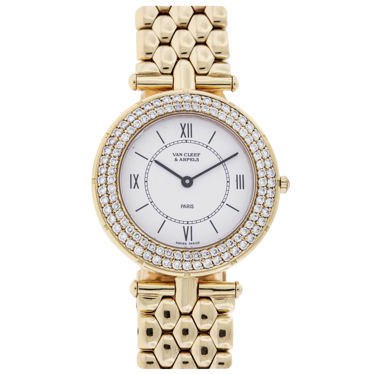 Van Cleef and Arpels Lady's Yellow Gold and Diamond Bracelet Watch at ...