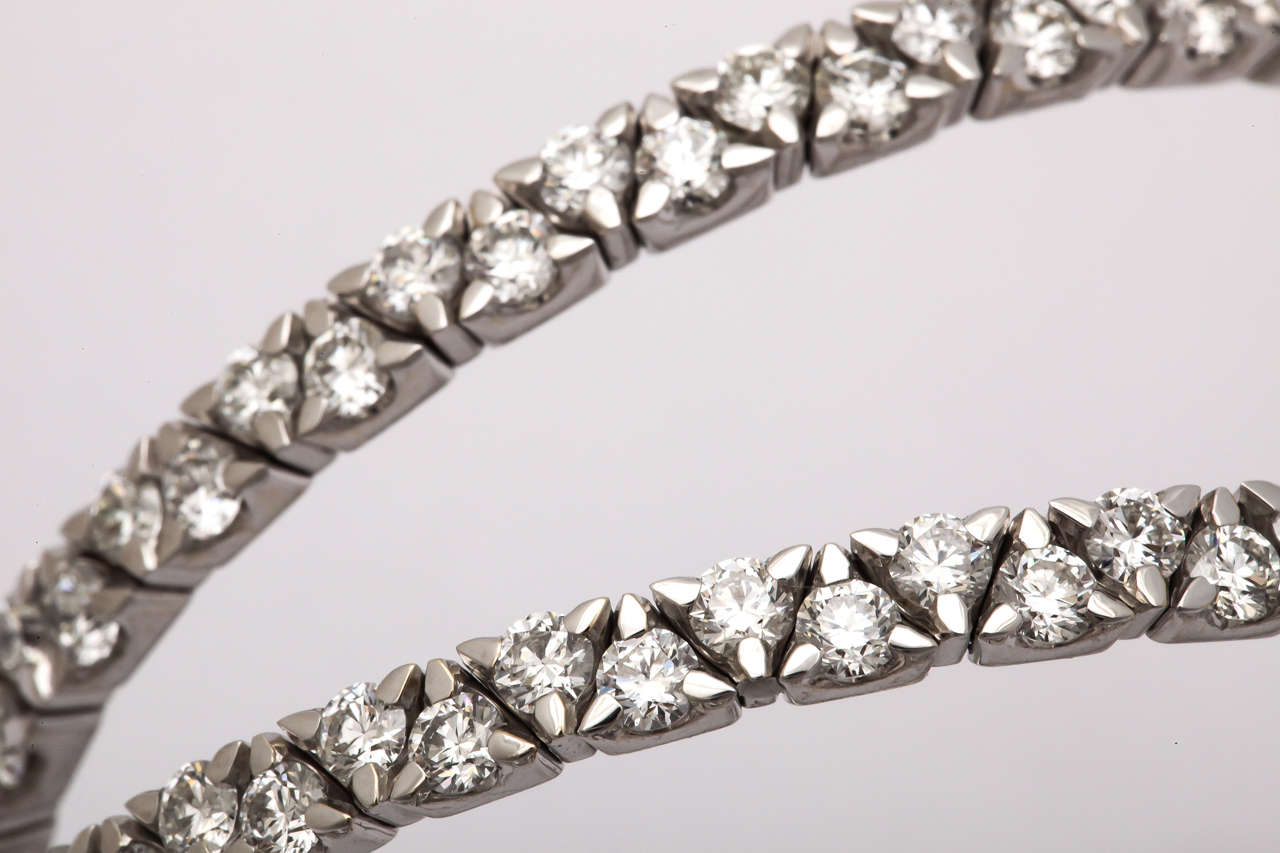 Women's Diamond White Gold Spring Bangle Bracelet For Sale
