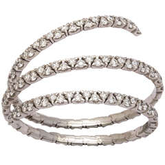 Diamond White Gold Spring Bangle Bracelet