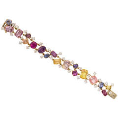 Magnificent Multi Color Sapphire Diamond Bracelet