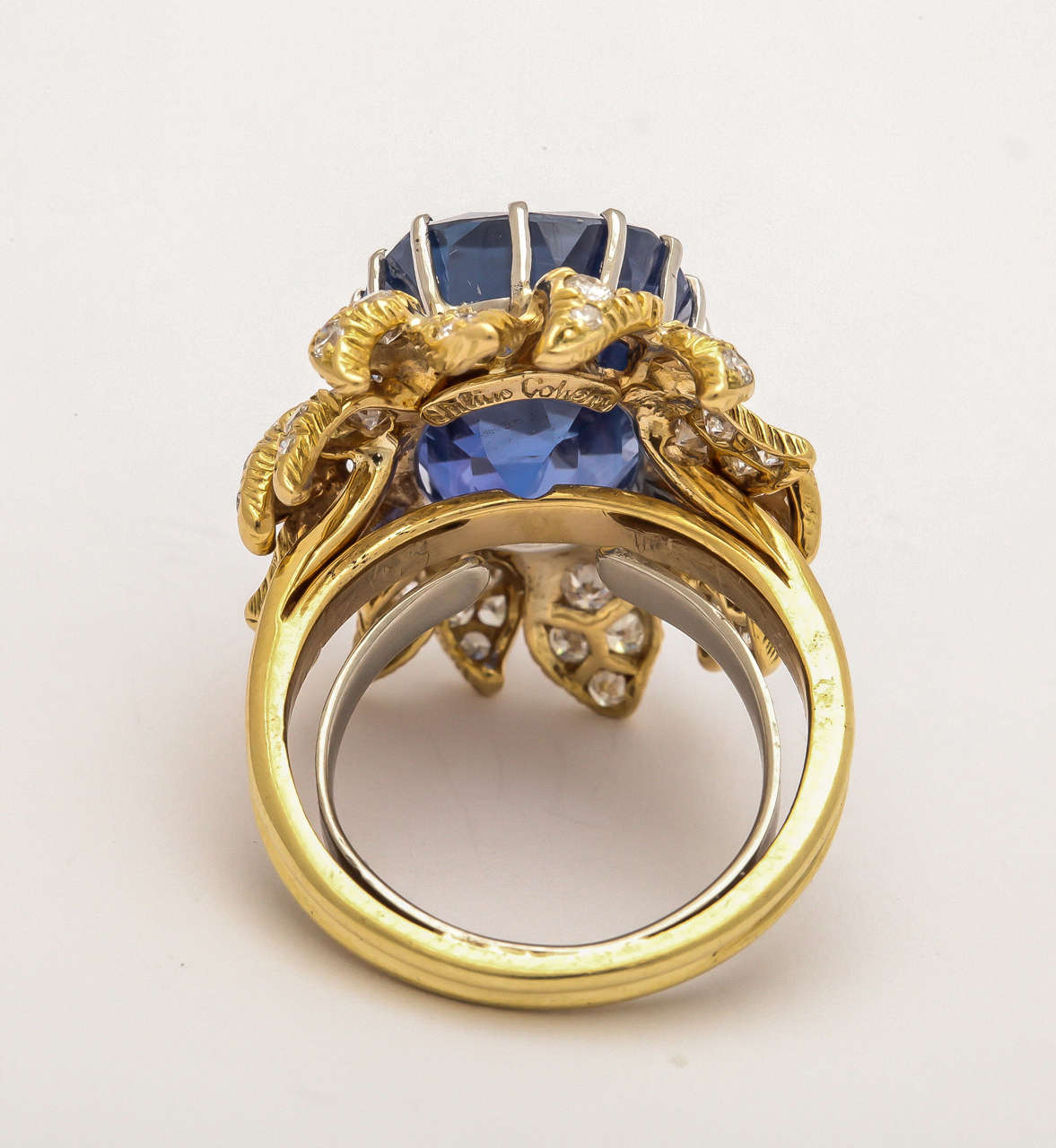Women's 17.70 Carat Natural Ceylon Sapphire Diamond Floral Ring For Sale